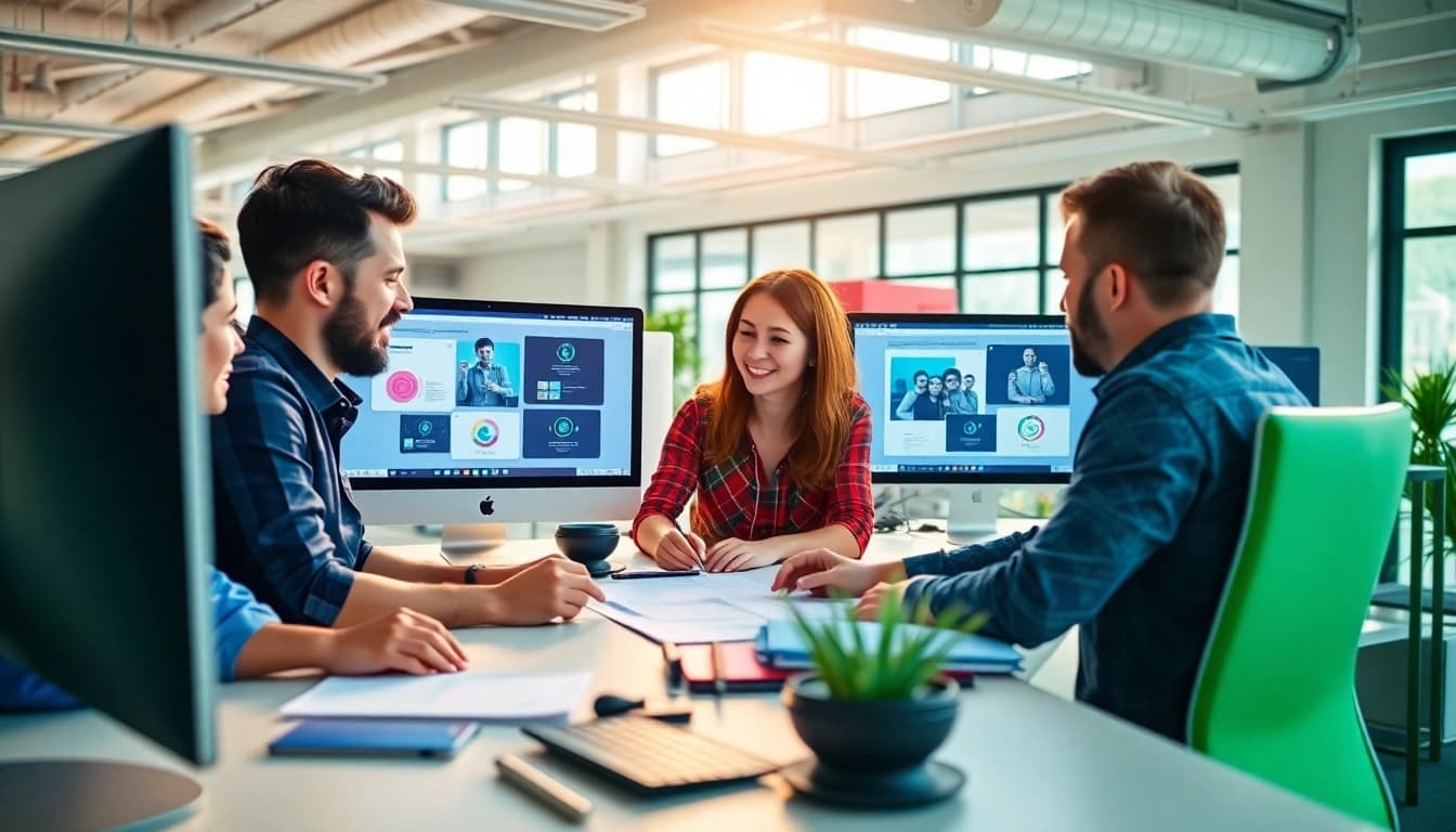 Webdesign Braunschweig: Kreatives Team arbeitet an modernen Webdesign-Projekten.