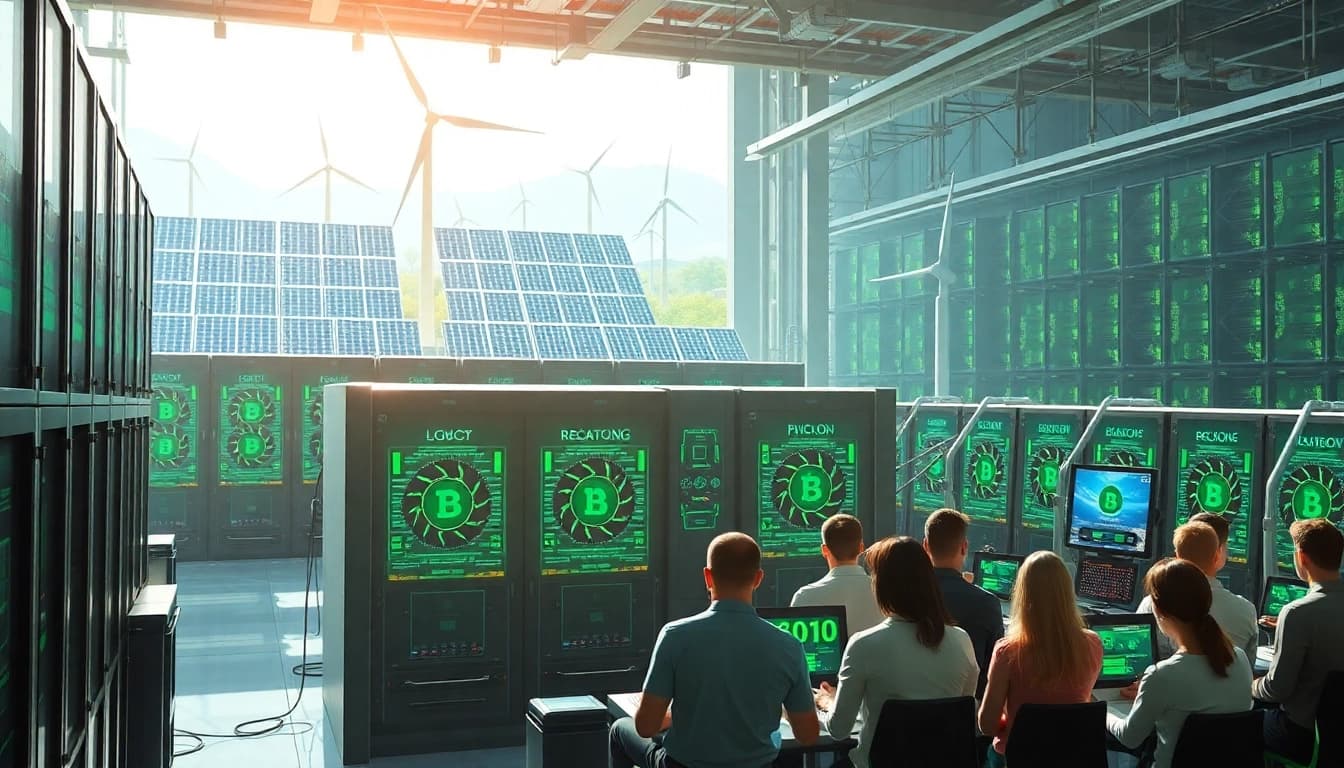 Explore free crypto mining in a modern facility powered by AI and renewable energy
