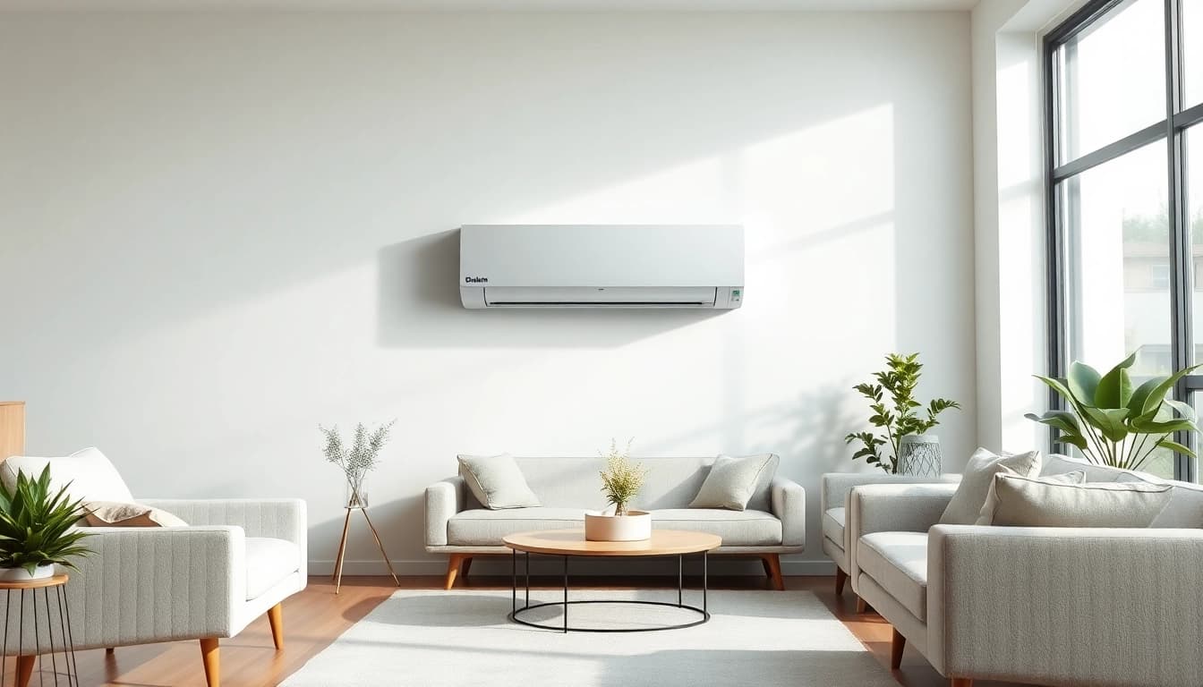 Enhance comfort with daikin mini split ac in a stylish modern living room.