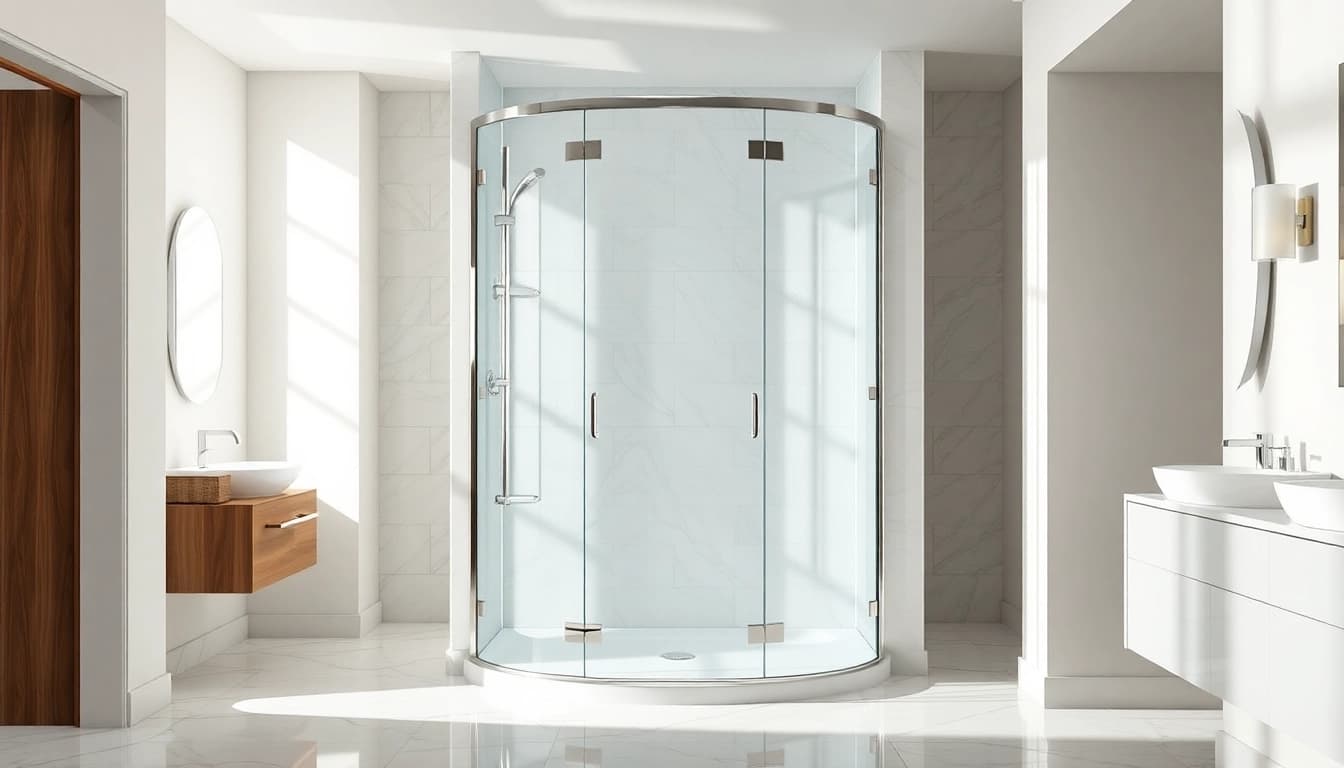 Stunning semi-frameless shower screen showcased in a modern bathroom with elegant design features.