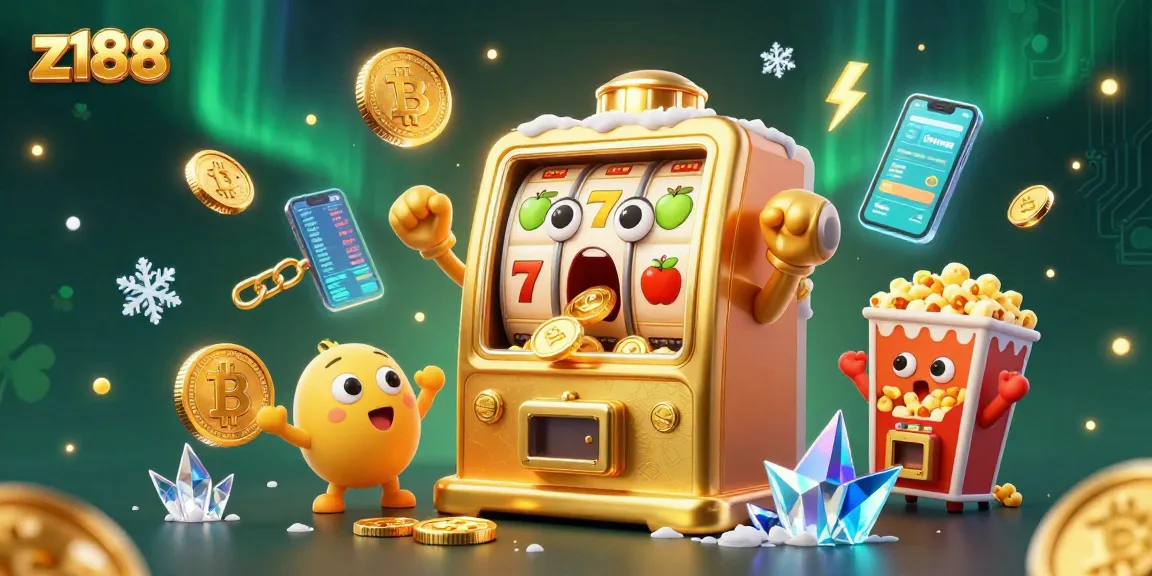 Experience the thrill of z188 with a jackpot-winning golden slot machine surrounded by coins and celebration elements.