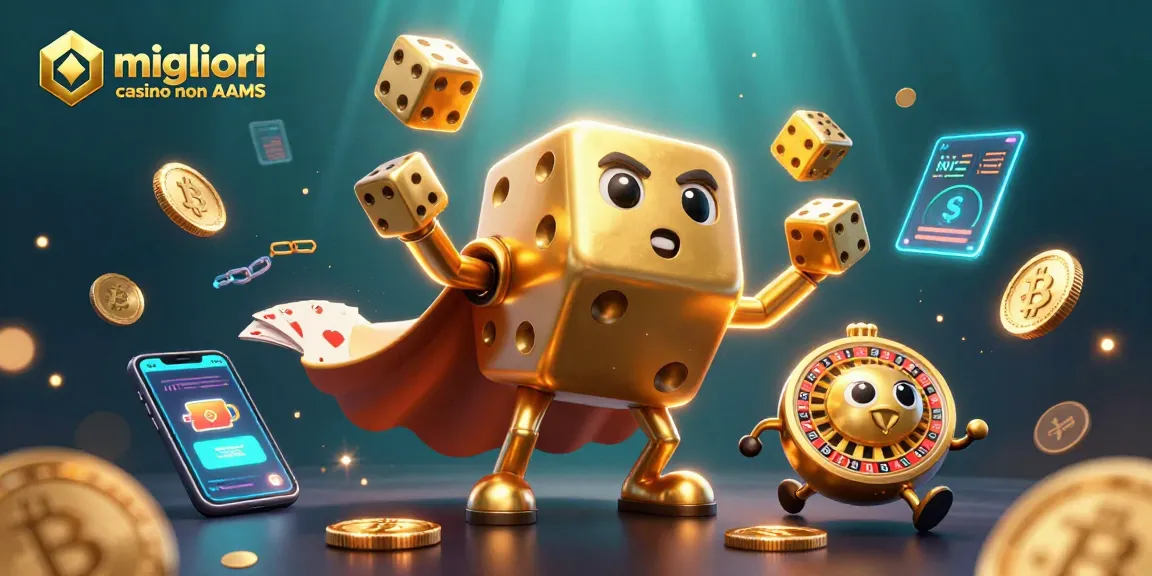 Scopri i migliori casino non AAMS con il golem dei dadi dorati e valute criptate avvolti in un'atmosfera di gioco avvincente.