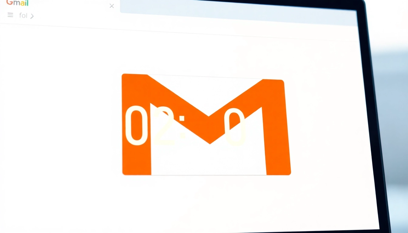 Display a gmail countdown timer within a vibrant digital email interface.