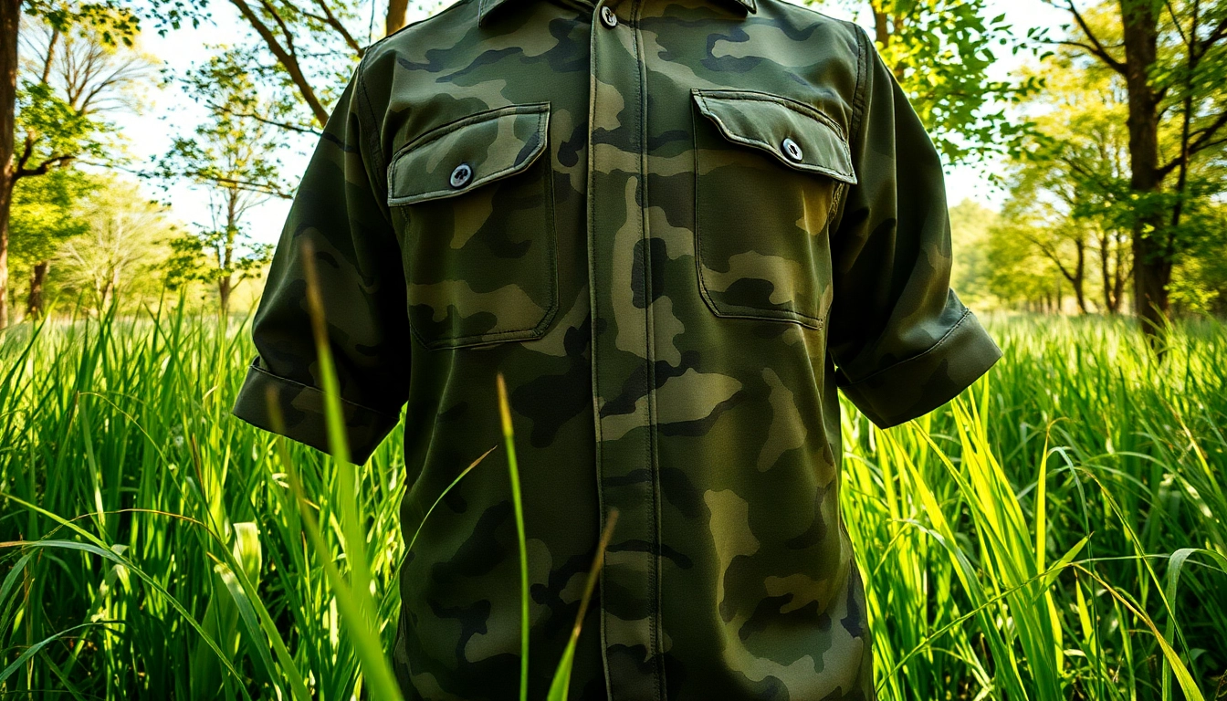 goedkope camouflage print op militaire kleding in natuurlik decor