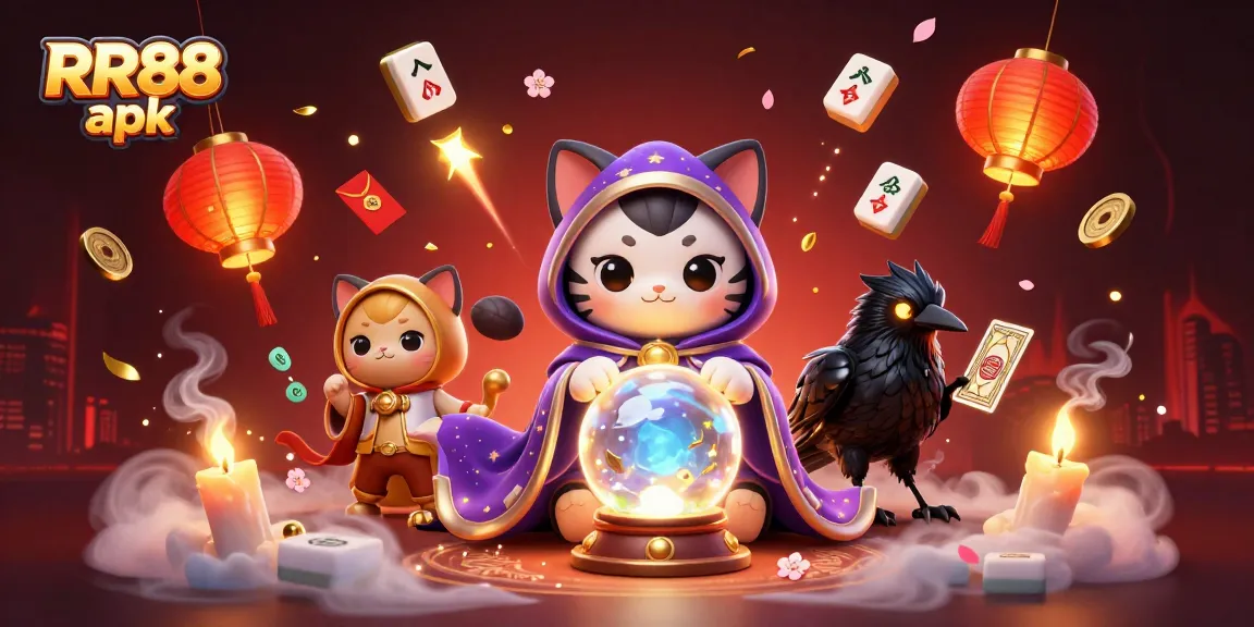 Immerse in the RR88 apk experience with a vibrant 3D casino illustration showcasing excitement and mystery.