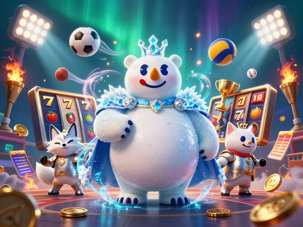 Gioca alle slot non AAMS e scopri emozionanti jackpot con l'illustrazione di un orso polare, simboli e premi.