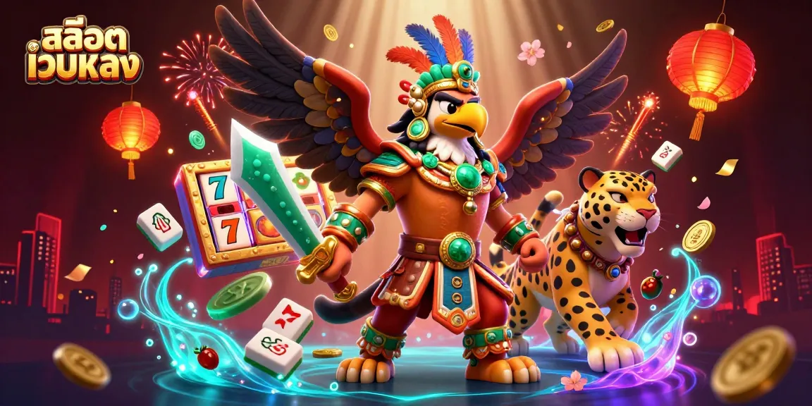 Experience the excitement of สล็อตเว็บตรง with vibrant slot reels and dynamic casino elements in this artistic illustration.