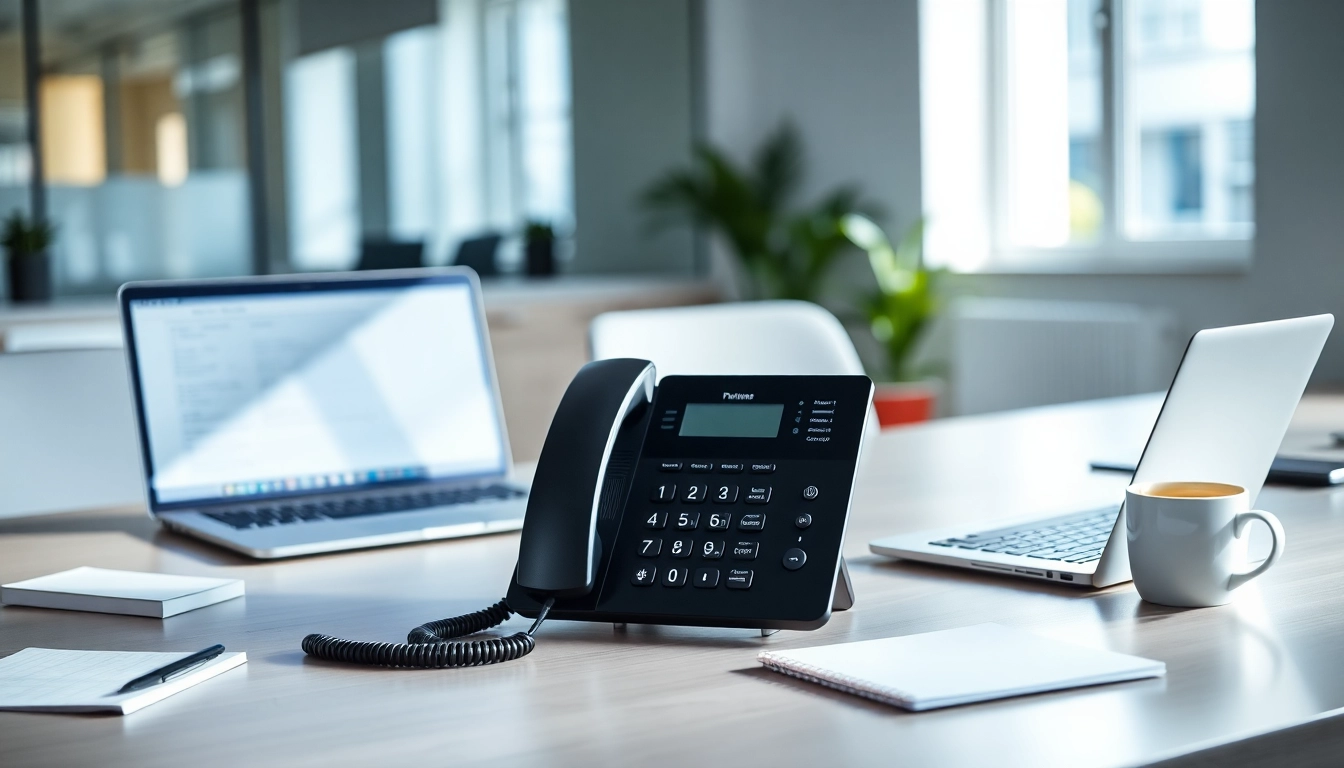 Enhance your small business phone service with a modern office setup showcasing technology.