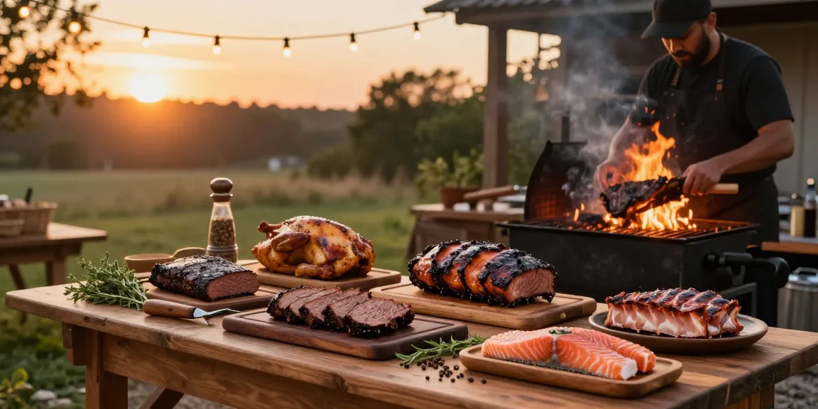 rokok88 premium smoked meats BBQ setting with brisket and chicken