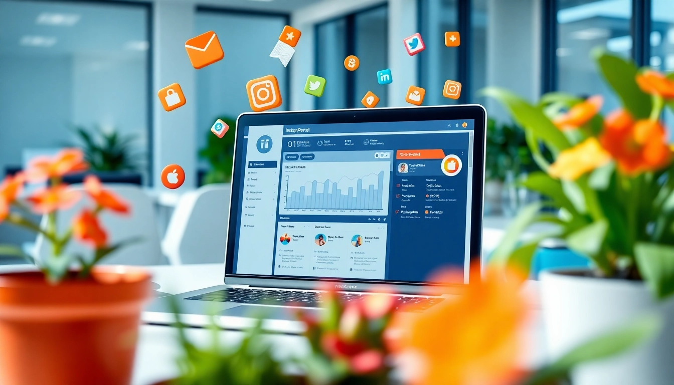 Engaging view of a digital workspace showcasing an Instagram smm panel dashboard in action.