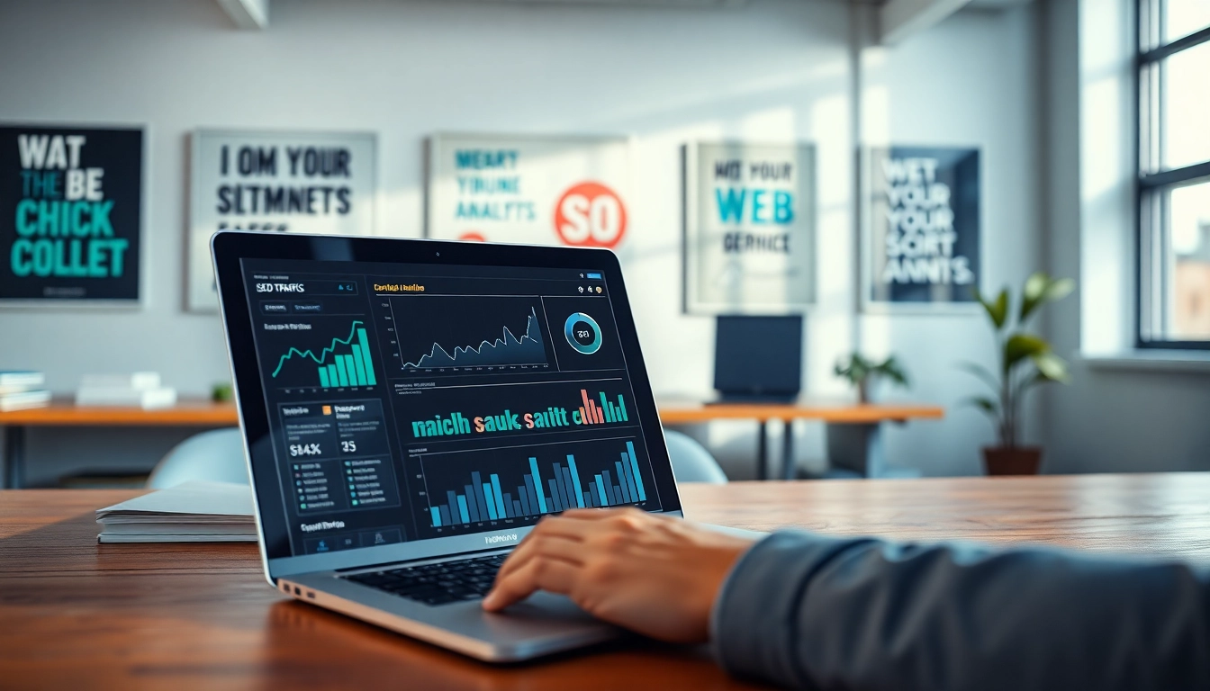 Analyze edmonton seo metrics in a modern office with graphs and data insights.