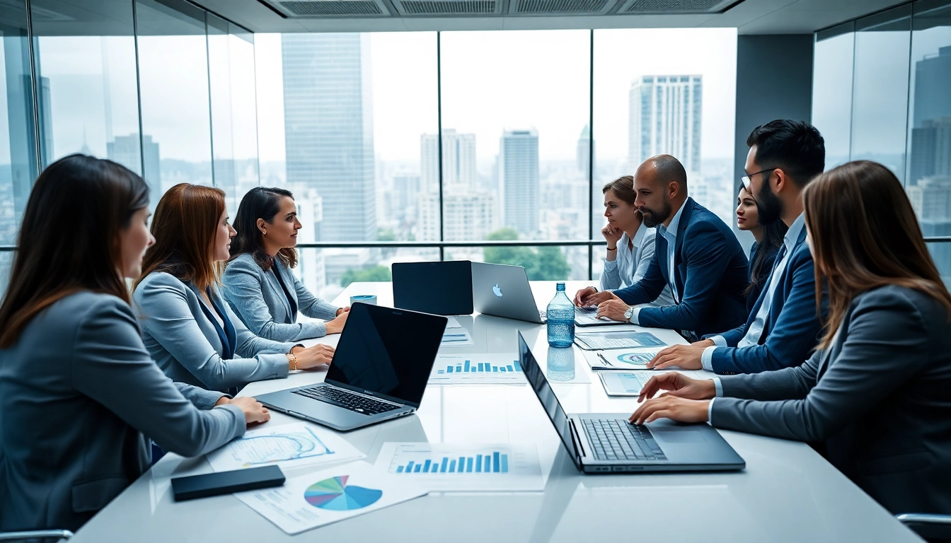 Engaging professionals discussing competitive intelligence faqs in a modern office setting.