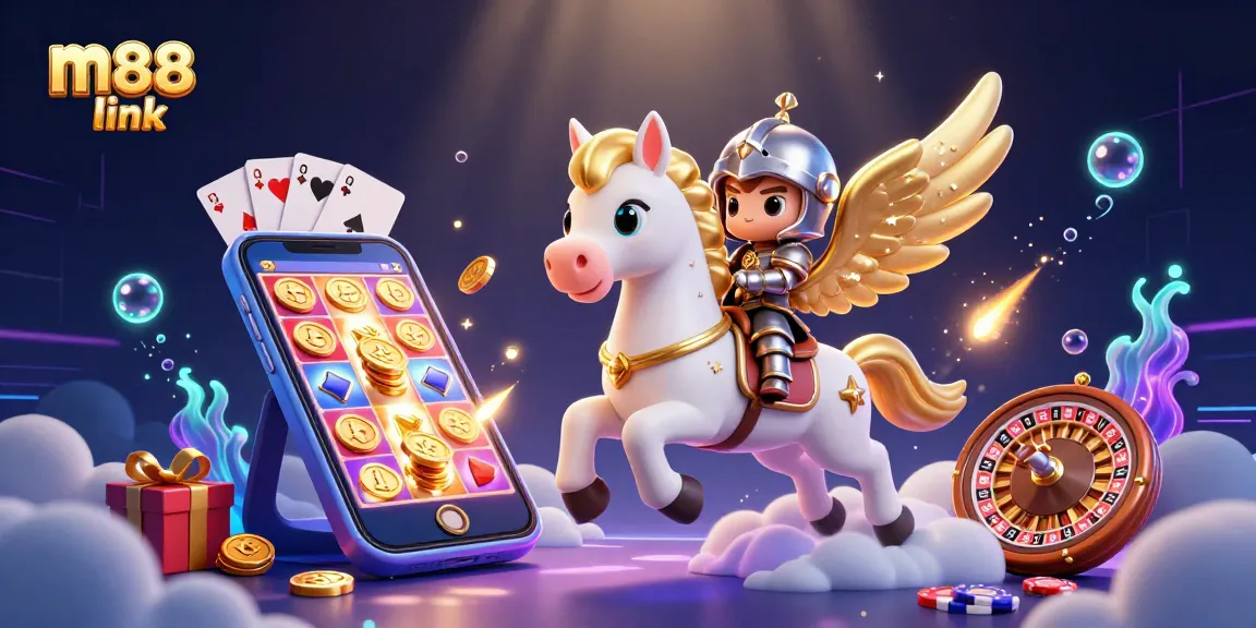 Engage with thrilling gaming on m88 link, where a celestial horse and knight unveil casino excitement.