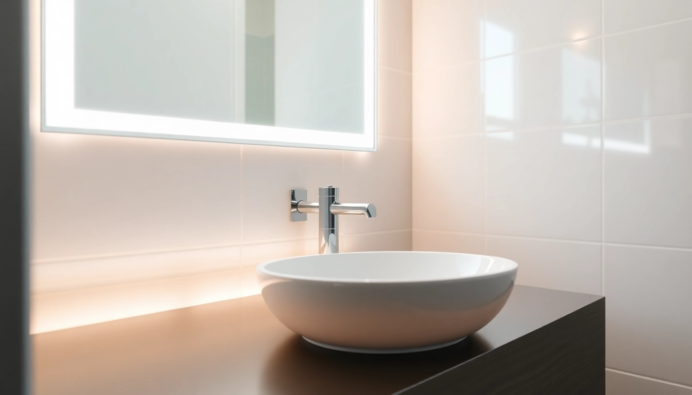 Install a bathroom mirror with led light for a stylish and illuminated bathroom.