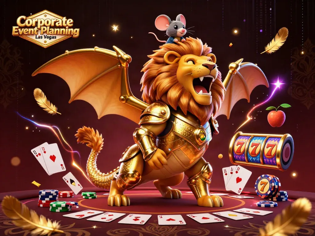 Engage in Corporate Event Planning Las Vegas with a vibrant 3D illustration of casino elements.