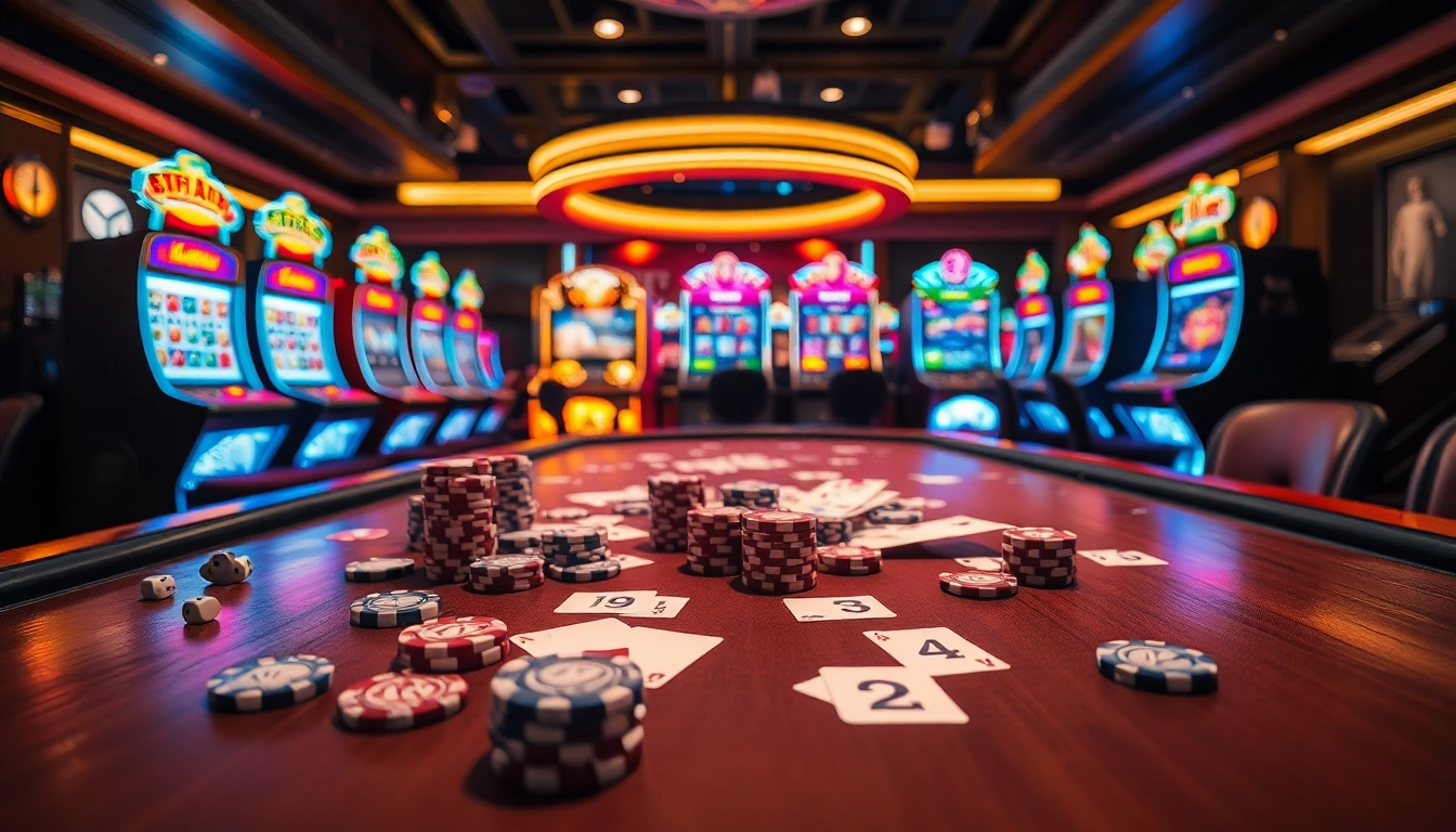 Place bets at the luxurious tables of https://vin777.green/ with slot machines glowing and poker chips stacked.