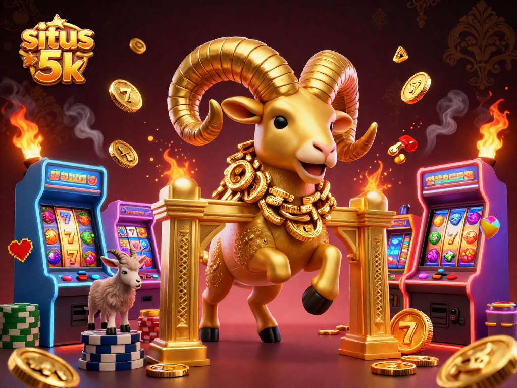 Experience the excitement of situs slot 5k with a vibrant 3D illustration showcasing dynamic slots and thrilling gameplay.