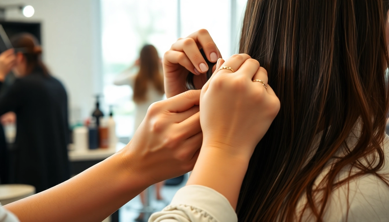Apply sew in weft hair extensions with precision while showcasing shiny, natural hair.