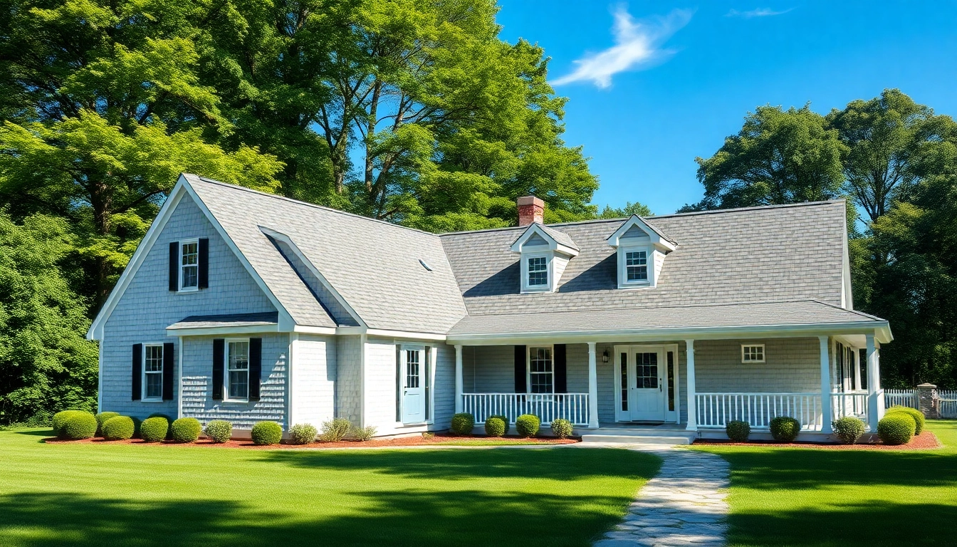 Cape Cod home featuring elegant architecture with an inviting porch and garage.