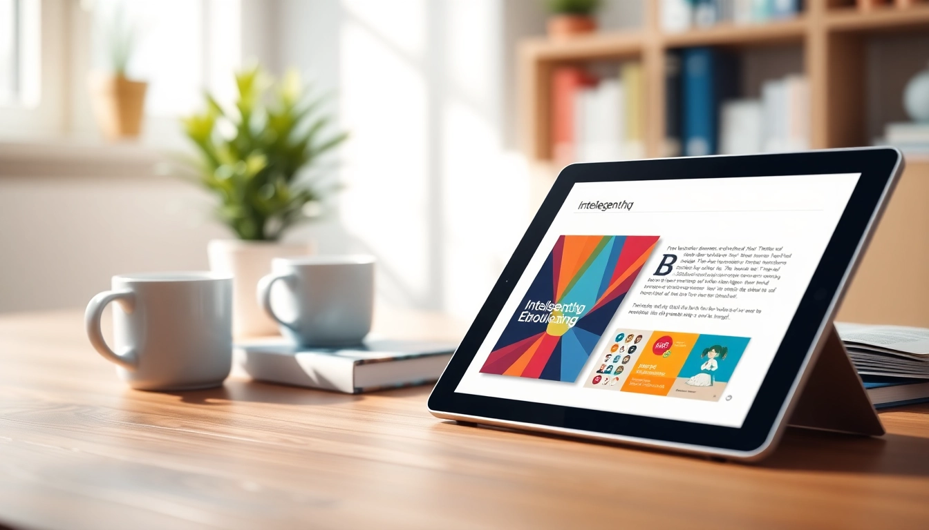 Browse Intelligenthq ebooks showcased on a tablet in a cozy office setting.