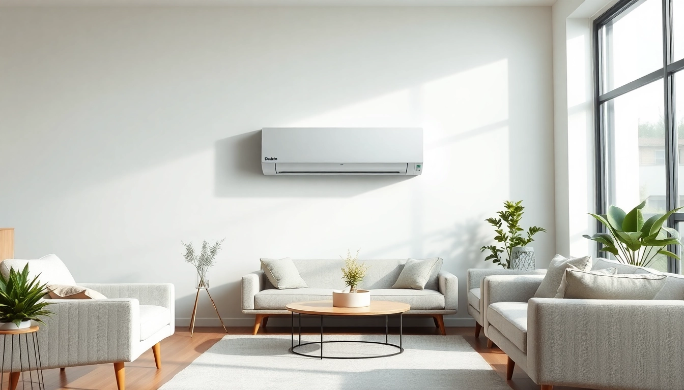 Enhance comfort with daikin mini split ac in a stylish modern living room.