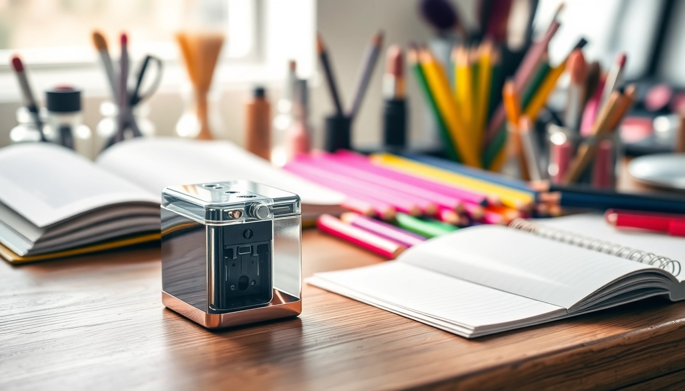 Sharpen your pencils effortlessly with a sleek cosmetic pencil sharpener.