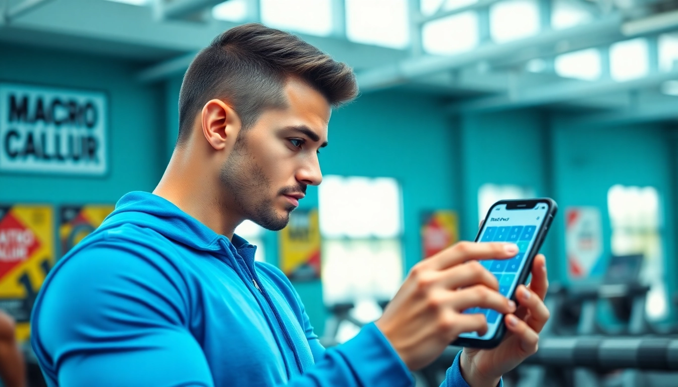 Calculate daily macronutrients effectively with a macro calculator in a modern gym setting.