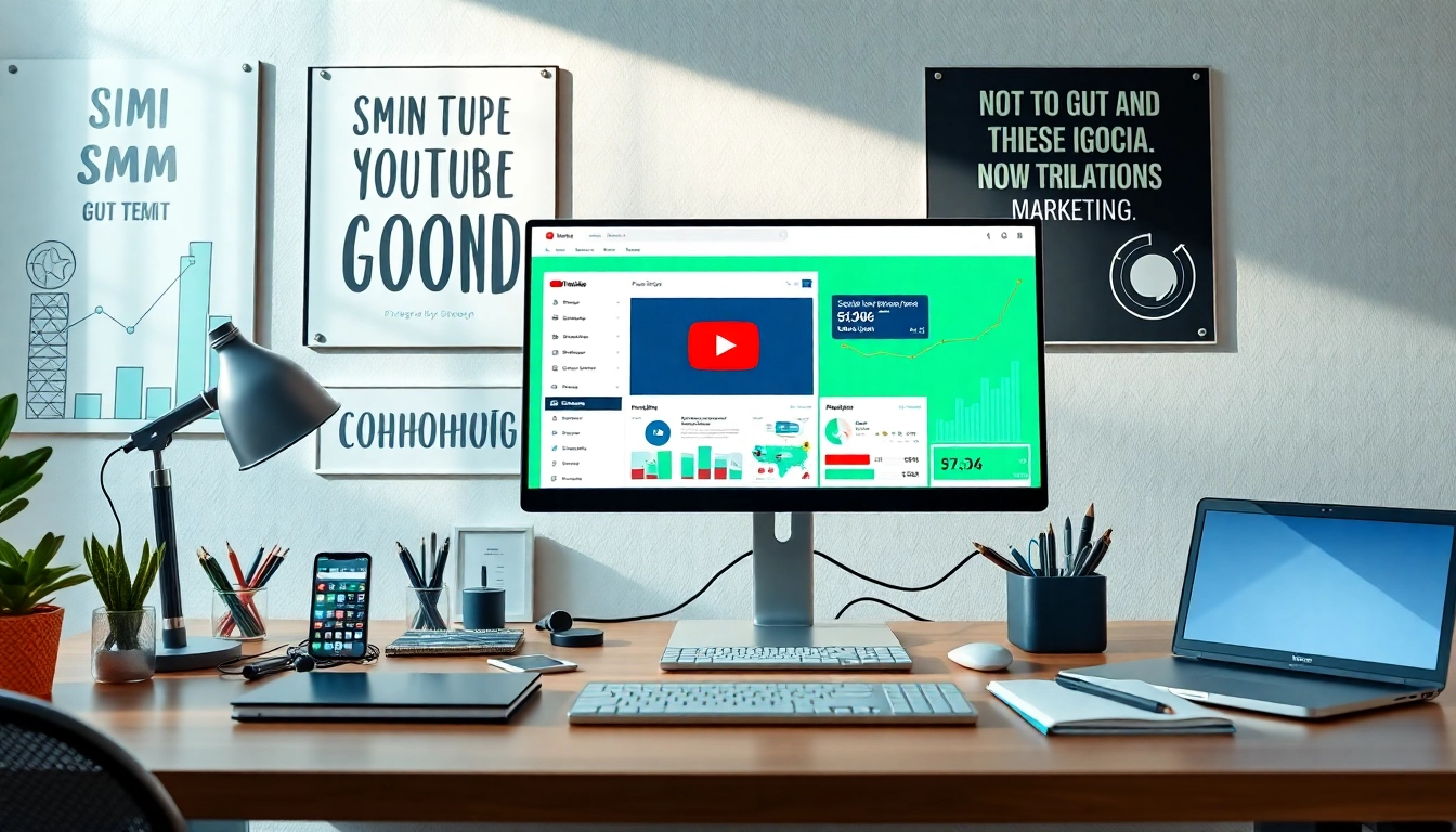 Boost engagement with a vibrant youtube smm panel on a digital marketing workspace.