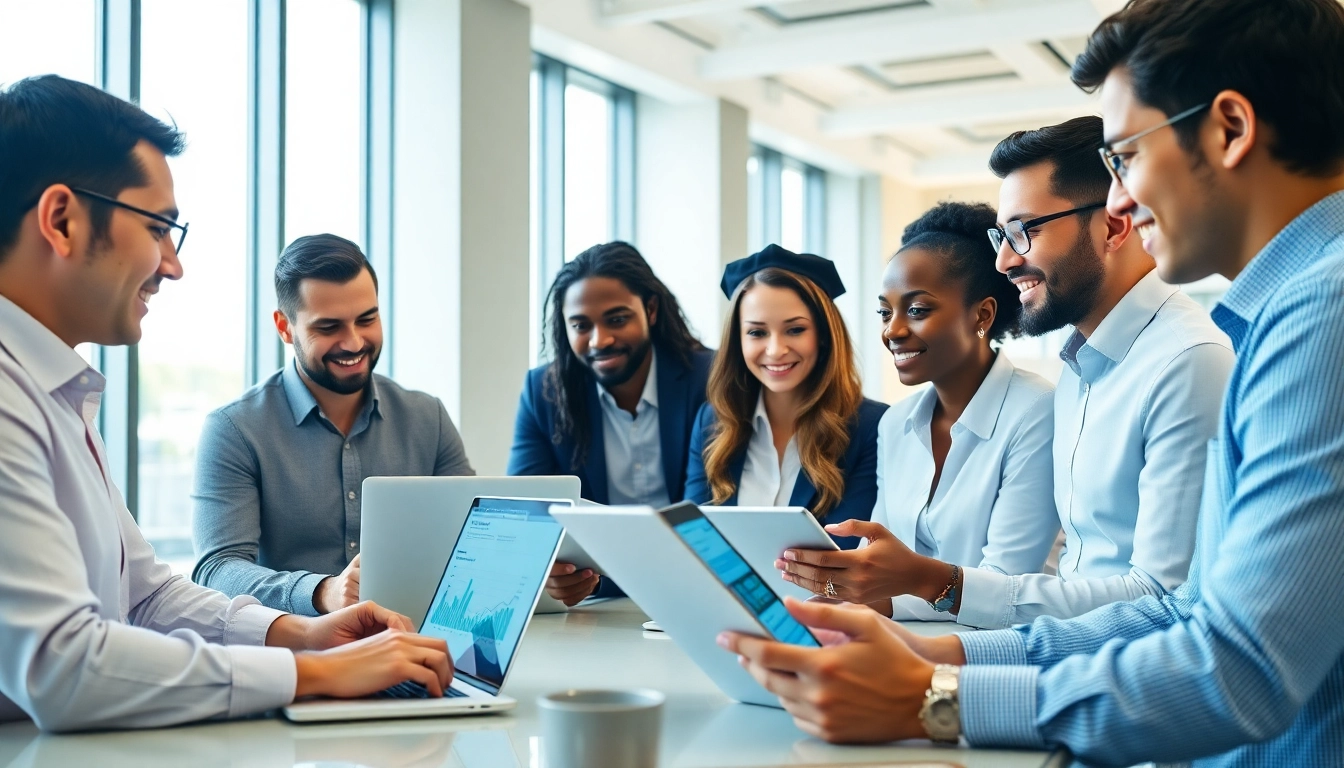 Email verification tools in a modern office setting with professionals collaborating on data analysis.