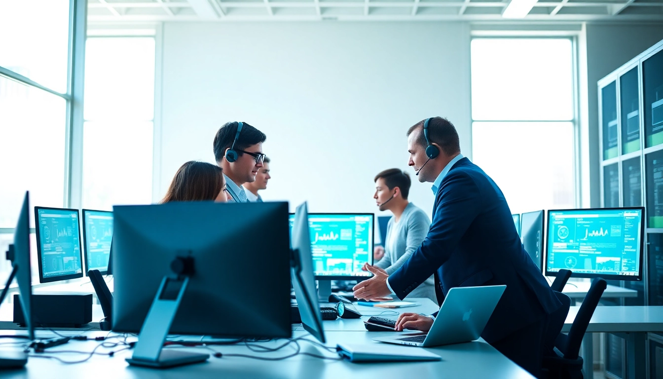Engaging IT support team demonstrating managed it services near me in a dynamic office environment.