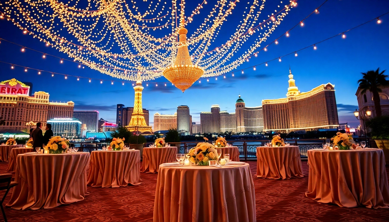 Stunning event rentals Las Vegas for an outdoor wedding setup featuring elegant decor and vibrant atmosphere.