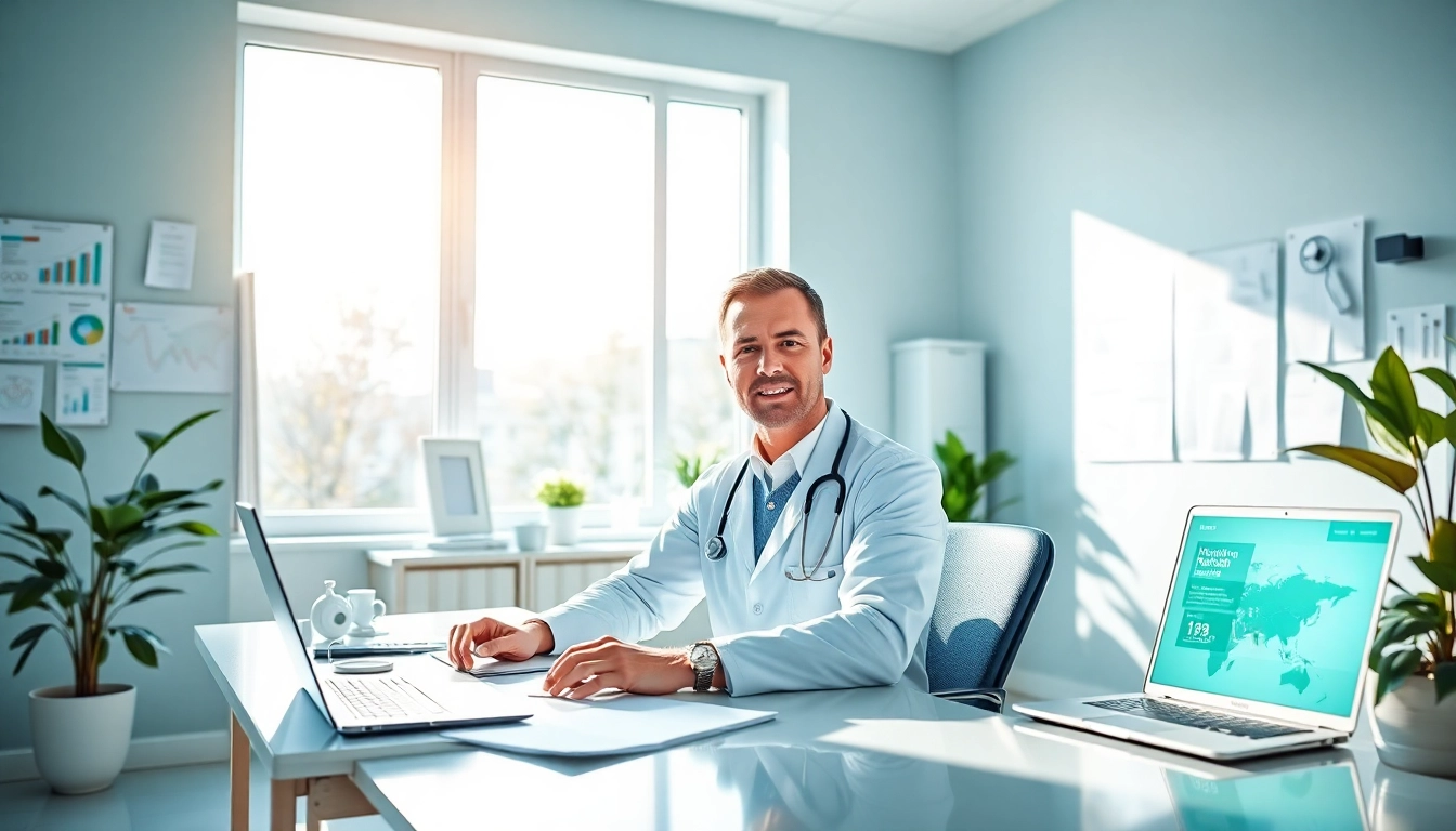 Engaging health expert providing professional advice in a tranquil clinic setting.