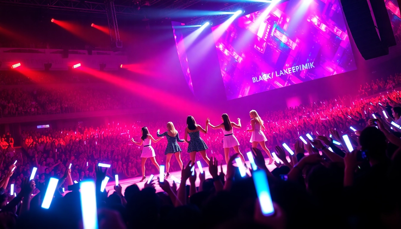 Engaging BLACKPINK news concert scene showing the band performing to enthusiastic fans.
