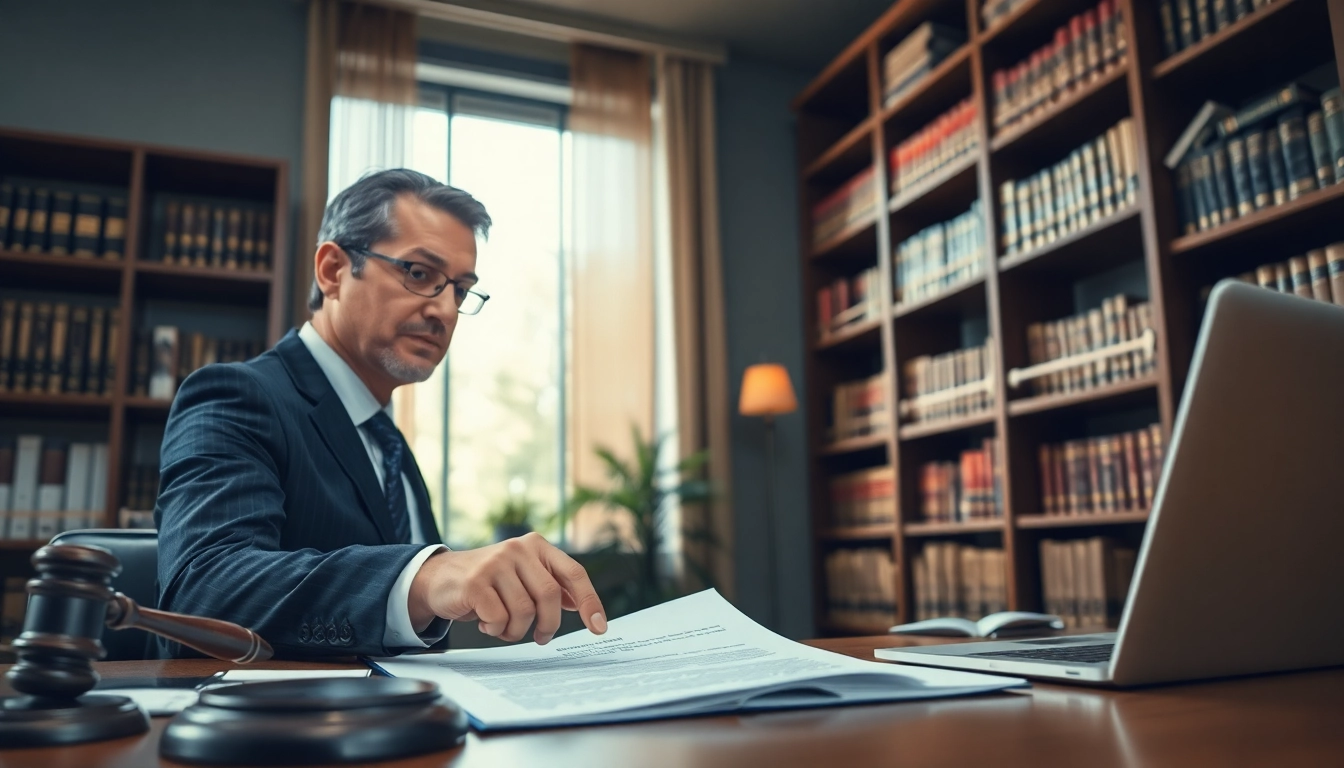 Engaging real estate lawyer advising a client in a bright office setting.