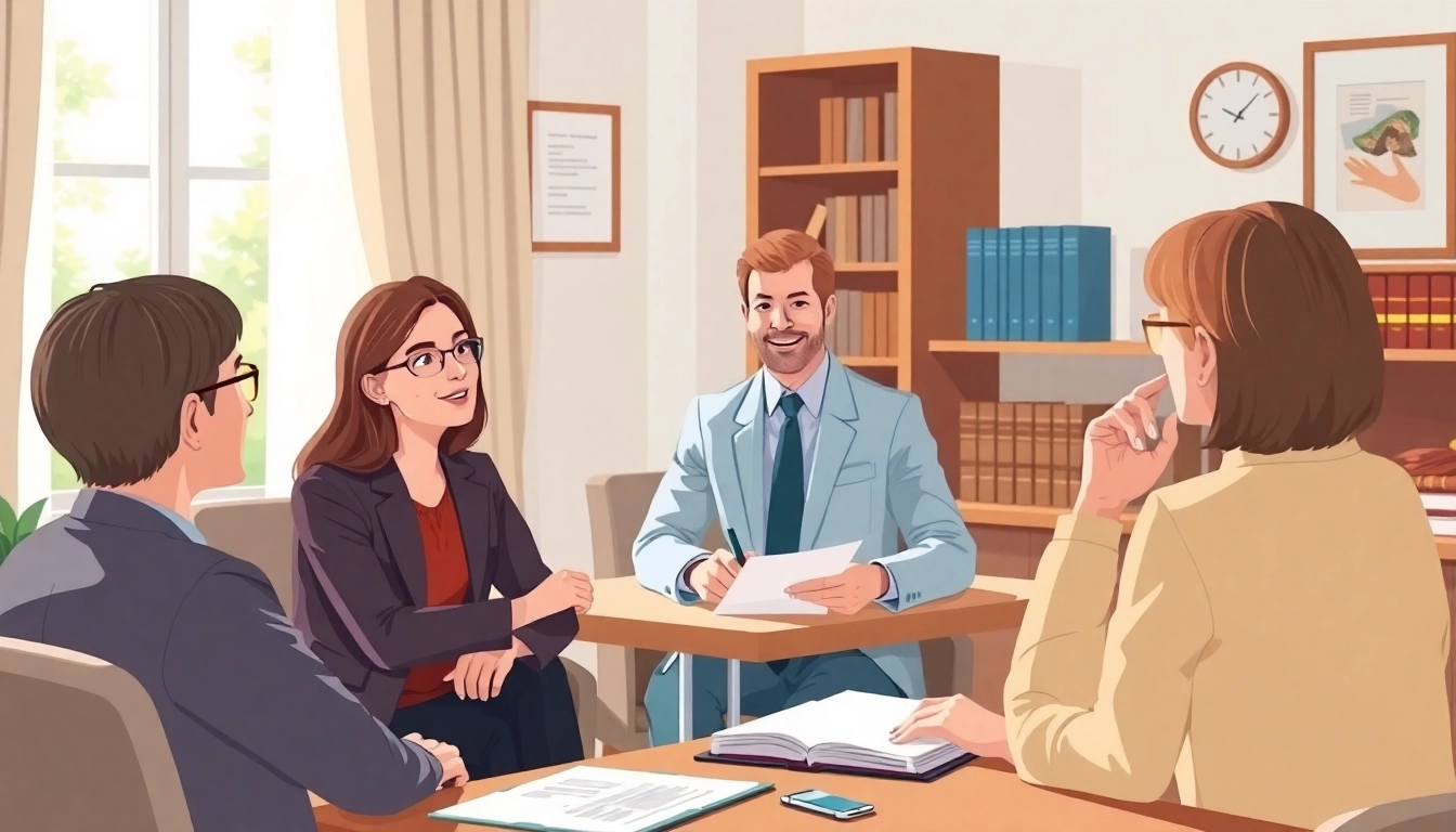 Discussing Family Law Financial Agreements with a lawyer in a warm office setting.