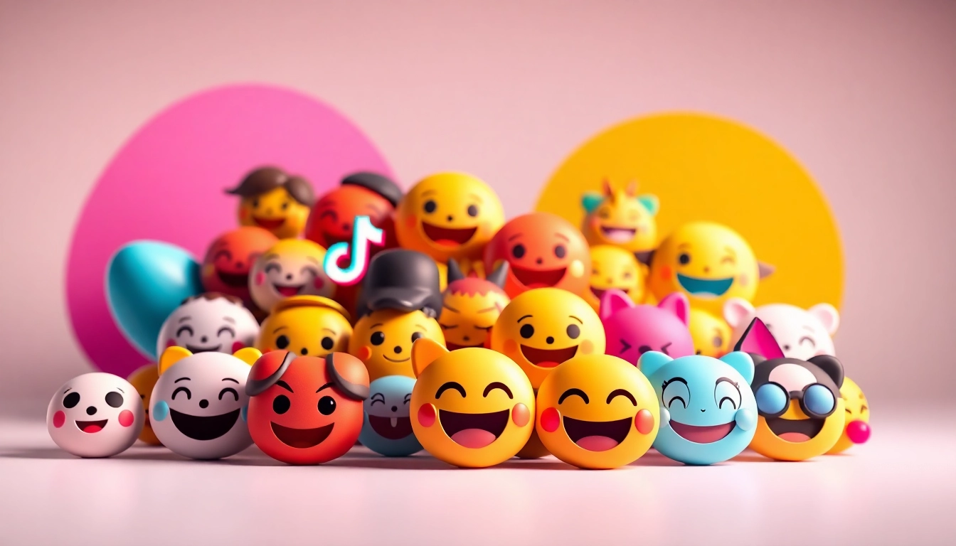 Engaging TikTok emojis displayed creatively, showcasing their playful essence in vibrant digital art.