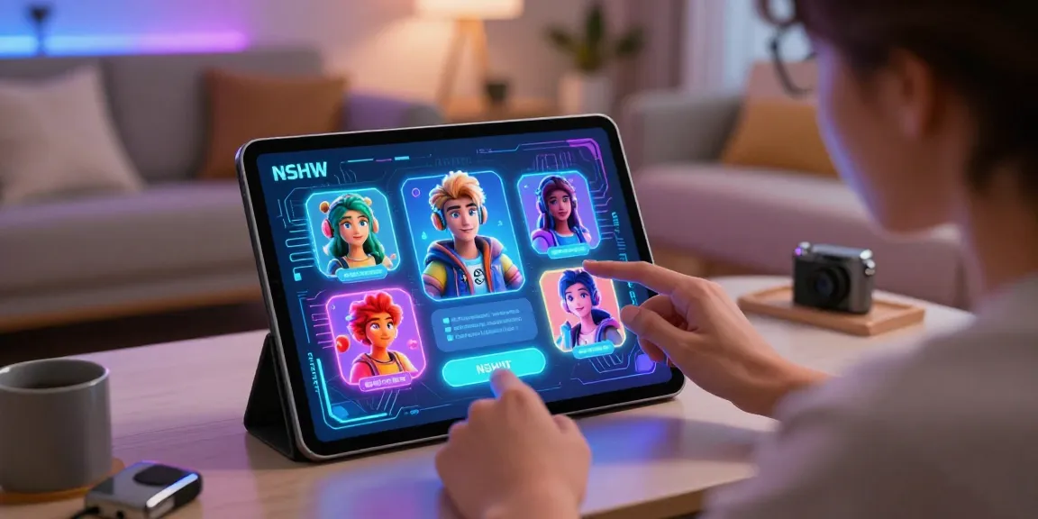 Engaging user experience with character ai nsfw interaction on tablet in a cozy modern setting.