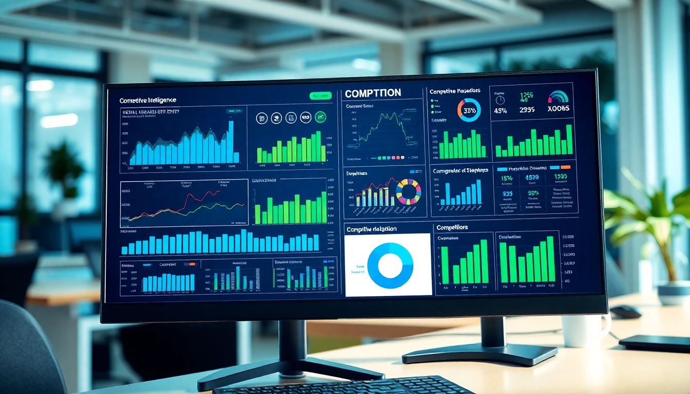 Visual representation of competitive intelligence data analysis in a professional workspace.