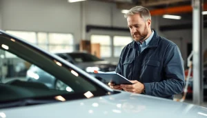 Gutachten Auto Düren: KFZ-Gutachter prüft das Fahrzeug auf Schäden.
