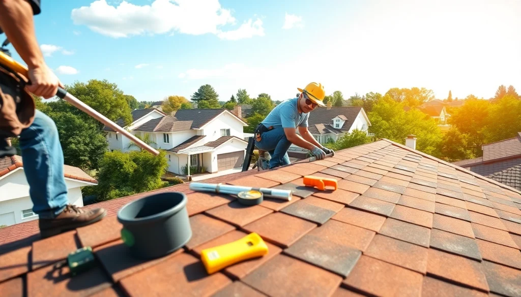 Installing high-quality roofing solutions on a residential home, showcasing quality workmanship and materials.
