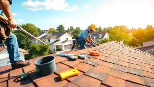 Installing high-quality roofing solutions on a residential home, showcasing quality workmanship and materials.