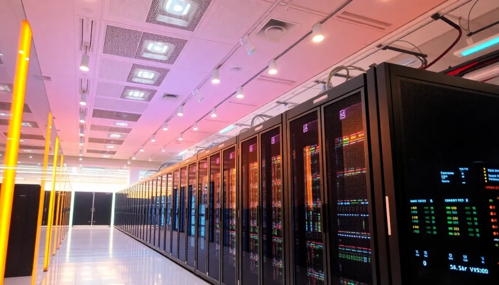 Disaster recovery en un centro de datos, resaltando soluciones tecnológicas avanzadas y seguridad.