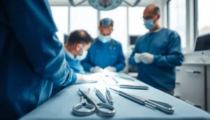 Skilled surgeon performing a hair transplant surgery with modern techniques and equipment.