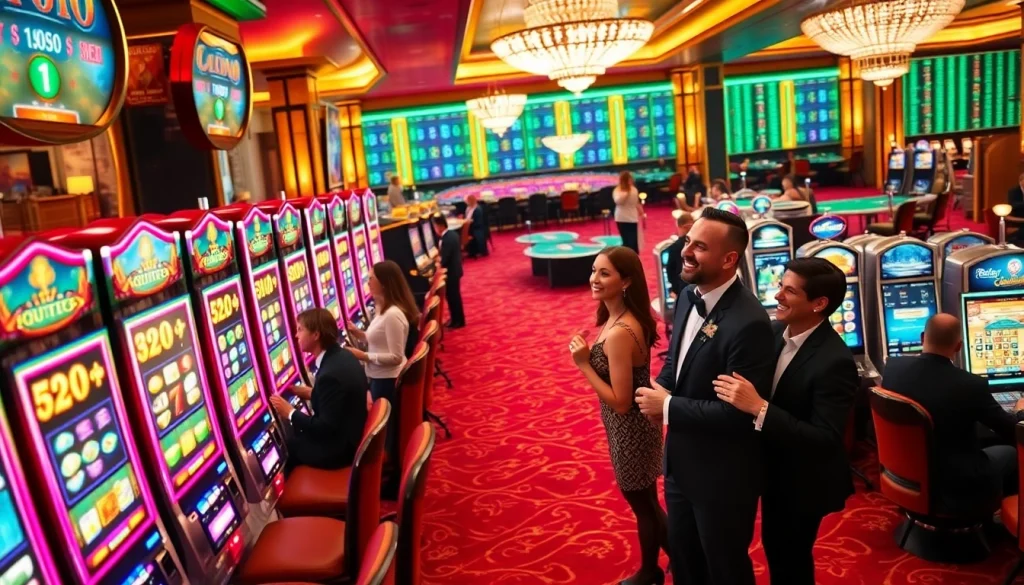 Players enjoying immersive Slot machine games in a vibrant casino atmosphere.