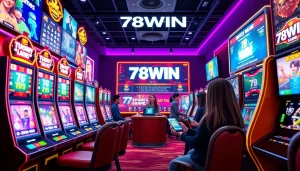 Experience the excitement of แบรนด์ 78WIN with vibrant online gambling scenes showcasing games and friendly service.
