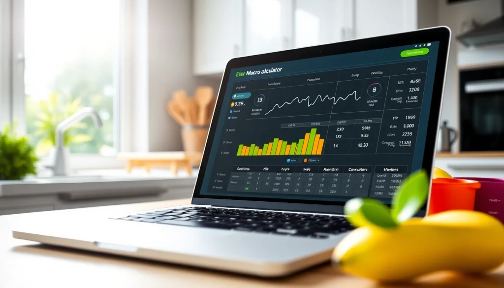 Calculate your macros using the engaging and detailed macro calculator interface on a laptop.