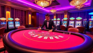 Experience thrilling baccarat action at Bin88 with a luxurious dealer and vibrant casino atmosphere.