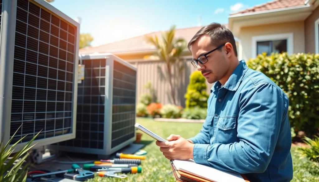 Technician performing ac repair glendale az with tools in a residential setting, ensuring quality service.
