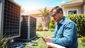 Technician performing ac repair glendale az with tools in a residential setting, ensuring quality service.