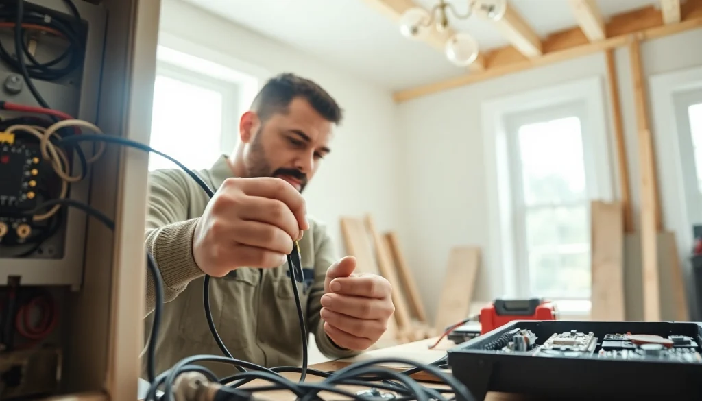Electrician apprenticeship hawaii featuring a professional electrician working on wiring.